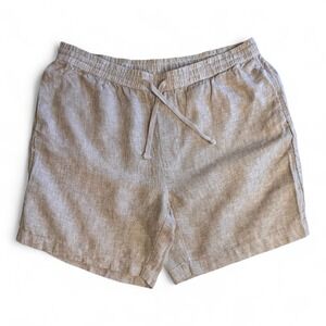 Caribbean Joe Beige Linen Summer Shorts‎ Women's Size Large Elastic Waist